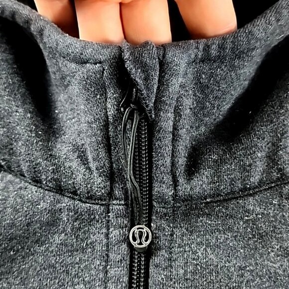 Lululemon Sparkle Scuba Hoodie Dark Grey Silver Specks Cotton Thumbholes Sz 8 - Picture 6 of 11